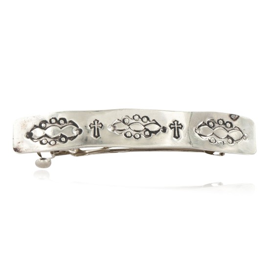 Cross Certified Authentic Handmade Nickel Navajo Native American Hair Barrette 10343-6 Cross Certified Authentic Handmade Nickel Navajo Native American Hair Barrette 10343-6