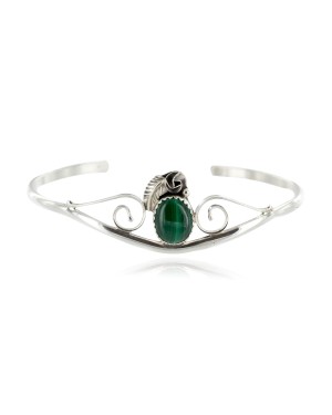 Handmade Navajo .925 Sterling Silver Natural Malachite Bracelet NB151223215213